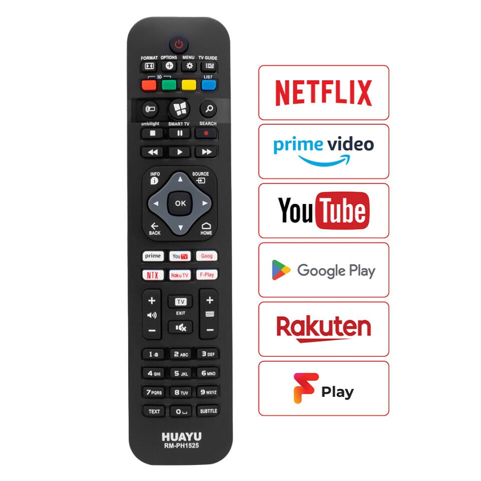 Ayt Huayu KL RM-PH1525 Phılıps Netflıx  Youtube Prıme Vıdeo Tuşlu Unıversal Lcd Led Tv Kumanda