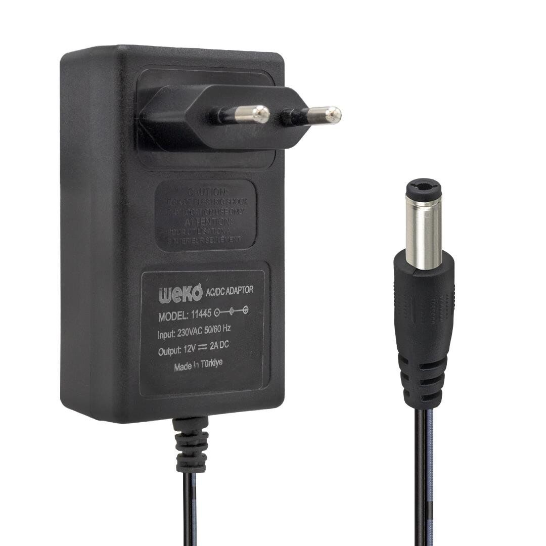 Ayt Weko 12 Volt 2 Amper 24 Watt Plastik Kasa Priz Tipi Adaptör 5.5x2.5 Uçlu