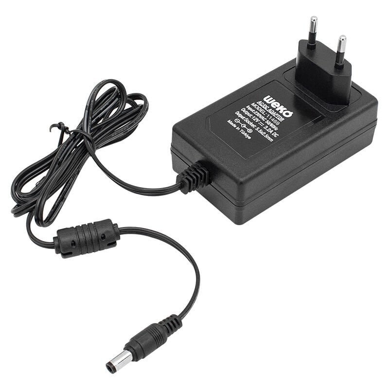 Ayt Weko 12 Volt 3.2 Amper 38 Watt Plastik Kasa Priz Tipi Adaptör 5.5x2.5 Uçlu