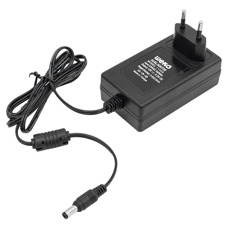 Ayt Weko 12 Volt 3.2 Amper 38 Watt Plastik Kasa Priz Tipi Adaptör 5.5x2.5 Uçlu