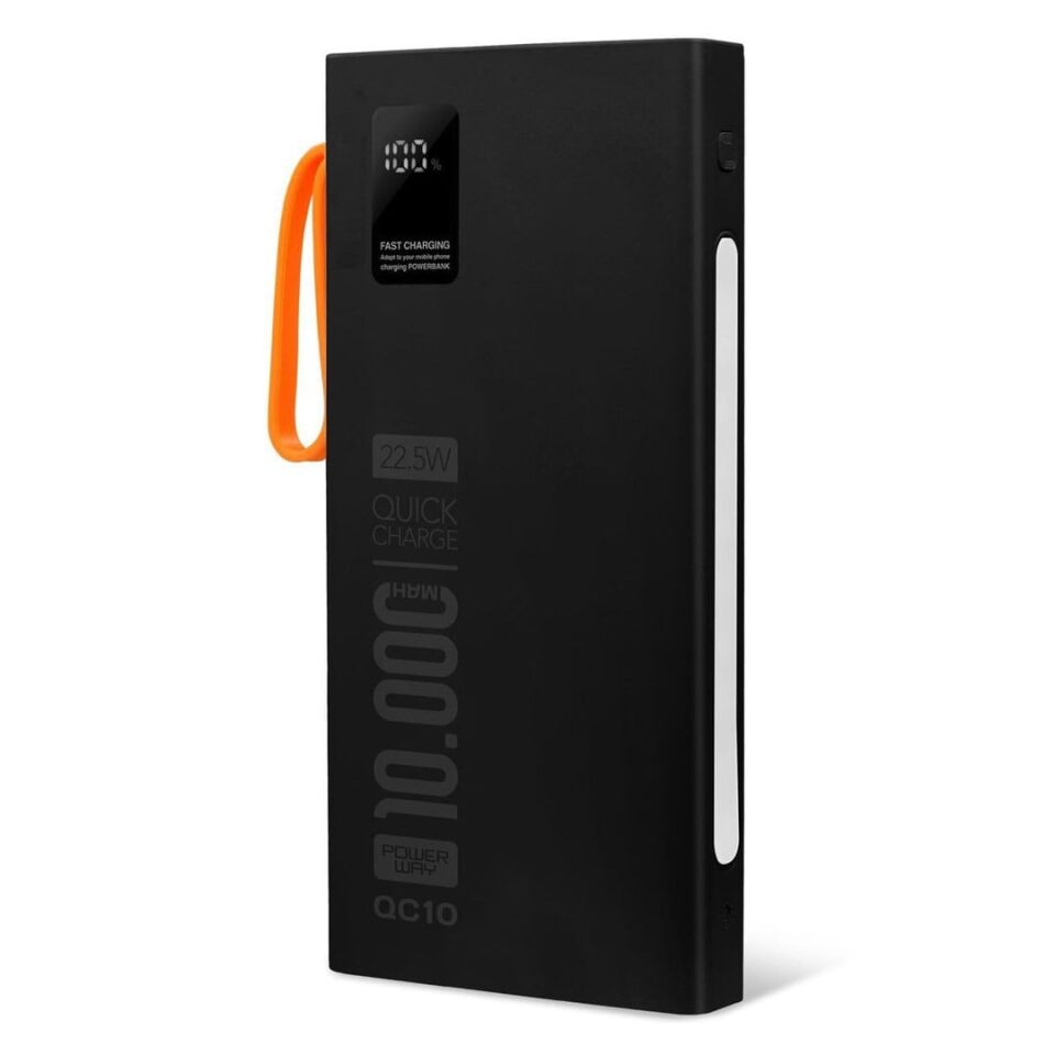 Powerway QC10-PD 10.000 Mah Dahili Kablolu Ve Fenerli Hızlı Şarj Power Bank