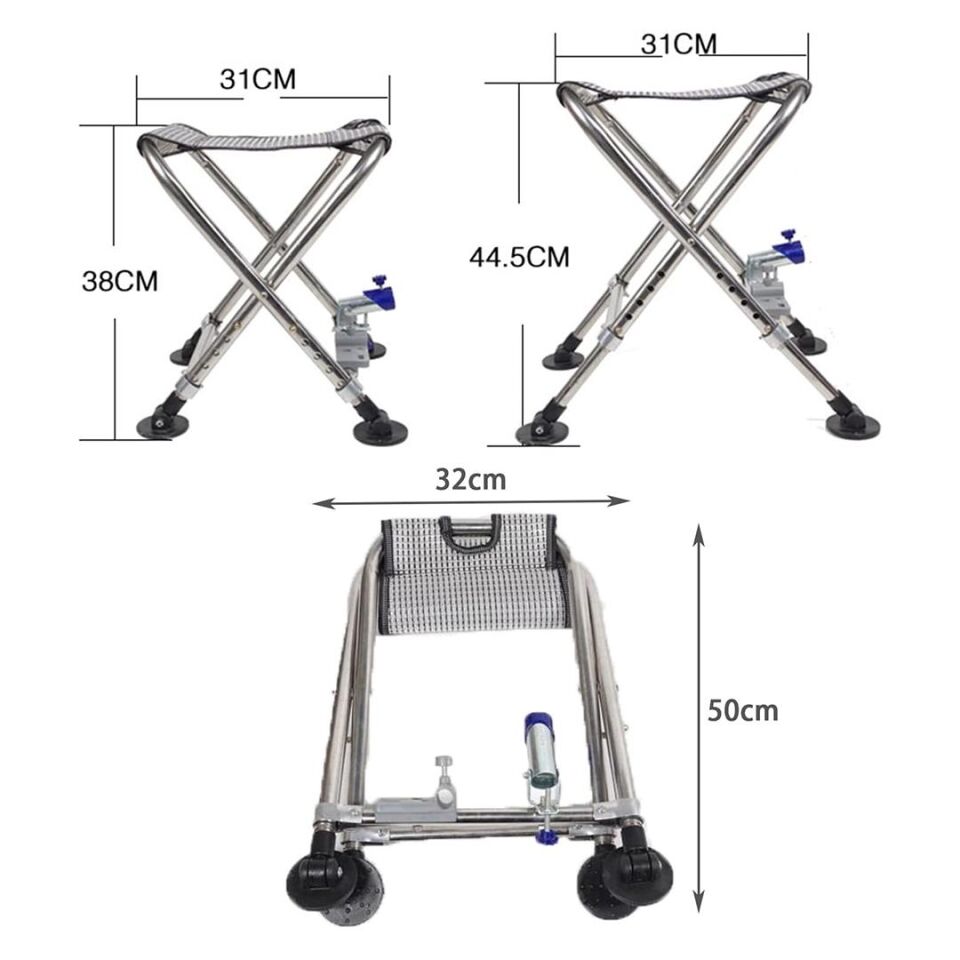 Sunup SN-25796 Metal Balıkçı Taburesi Katlanabilir Taşınabilir Ayarlanabilir Katlanır Tabure 50x32cm