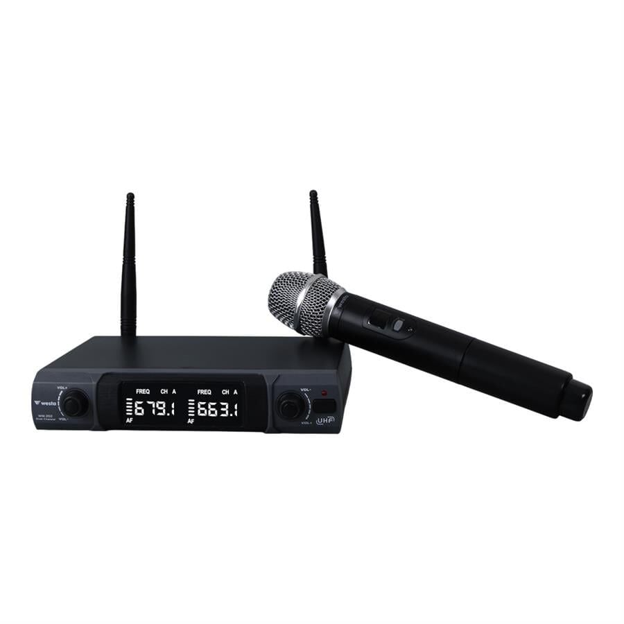 Westa WM-202HT 1 Alıcı + 1 El Mikrofonu +1 Yaka (Lavalier) Kablosuz Uhf Mikrofon Seti