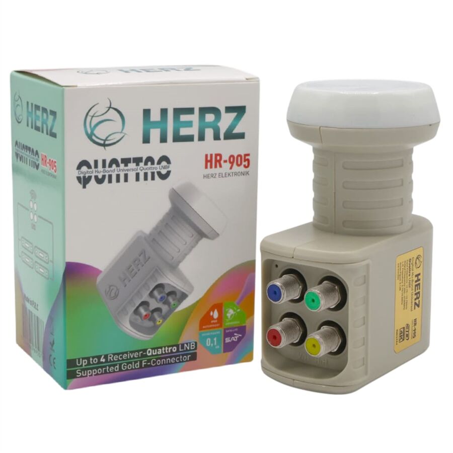 Herz HR-905 Digital Quattro Santral Tipi Ku-Band LNB - Altın Uçlu 0.1Db