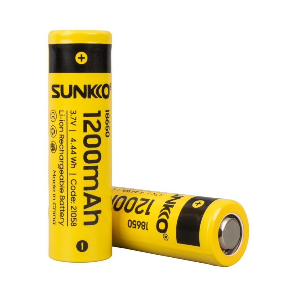 Sunkko 3.7 Volt 1200 Mah 18650 Şarj Edilebilir Pil 2 Adet Lityum İon Şarjlı Pil 18x65mm