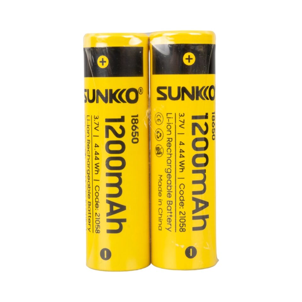 Sunkko 3.7 Volt 1200 Mah 18650 Şarj Edilebilir Pil 2 Adet Lityum İon Şarjlı Pil 18x65mm