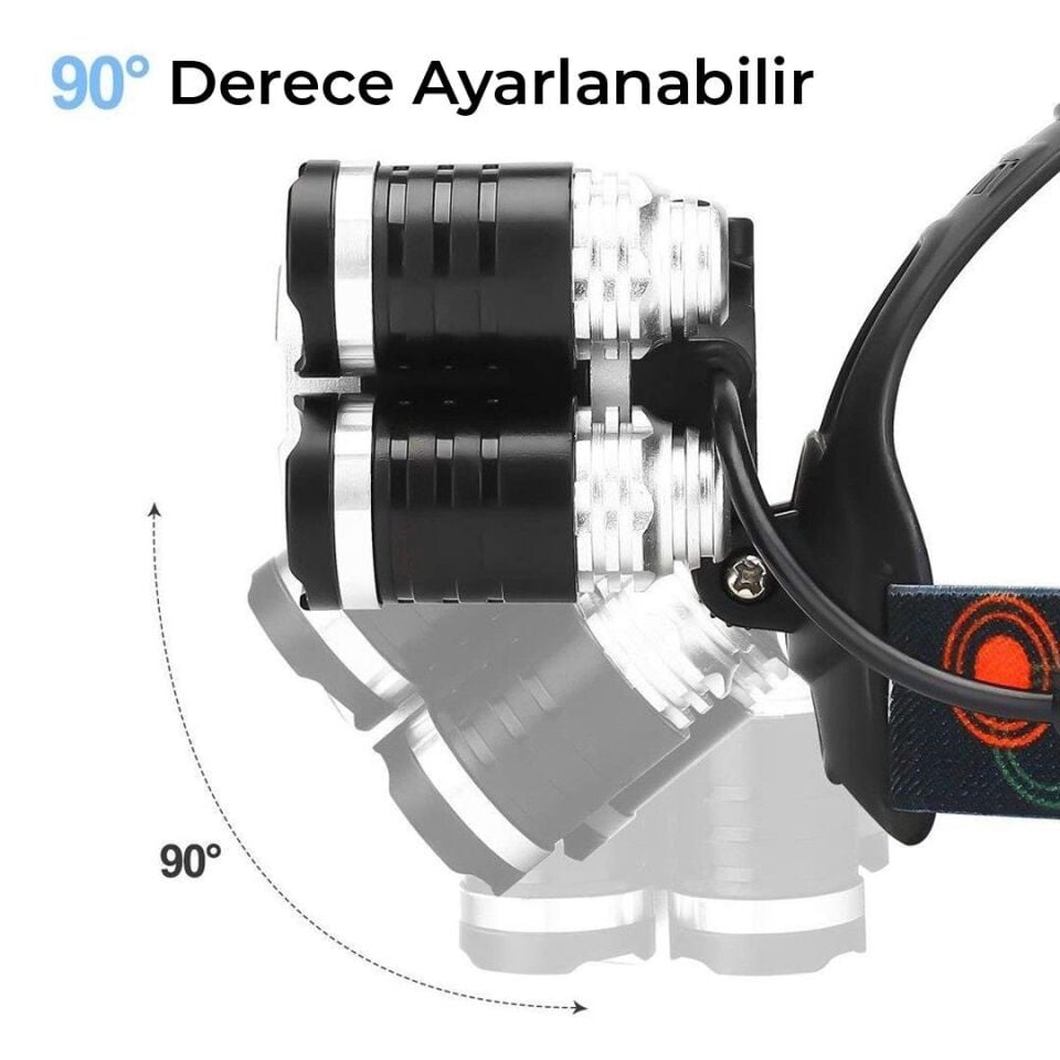 Powermaster MX-501 5 Power Ledli Su Geçirmez 18650 Şarj Edilebilir Kafa Feneri