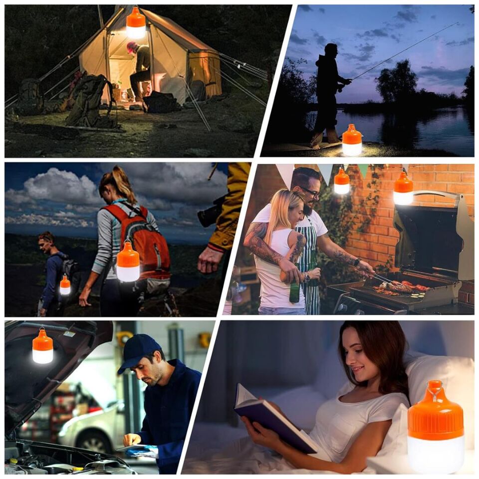 Ayt Ledx LN-OR100G 20 Watt Type-c Şarjlı Taşınabilir Asma Kancalı Kamp Çadır Lambası Led Aydınlatma 1200mAh 3 Modlu