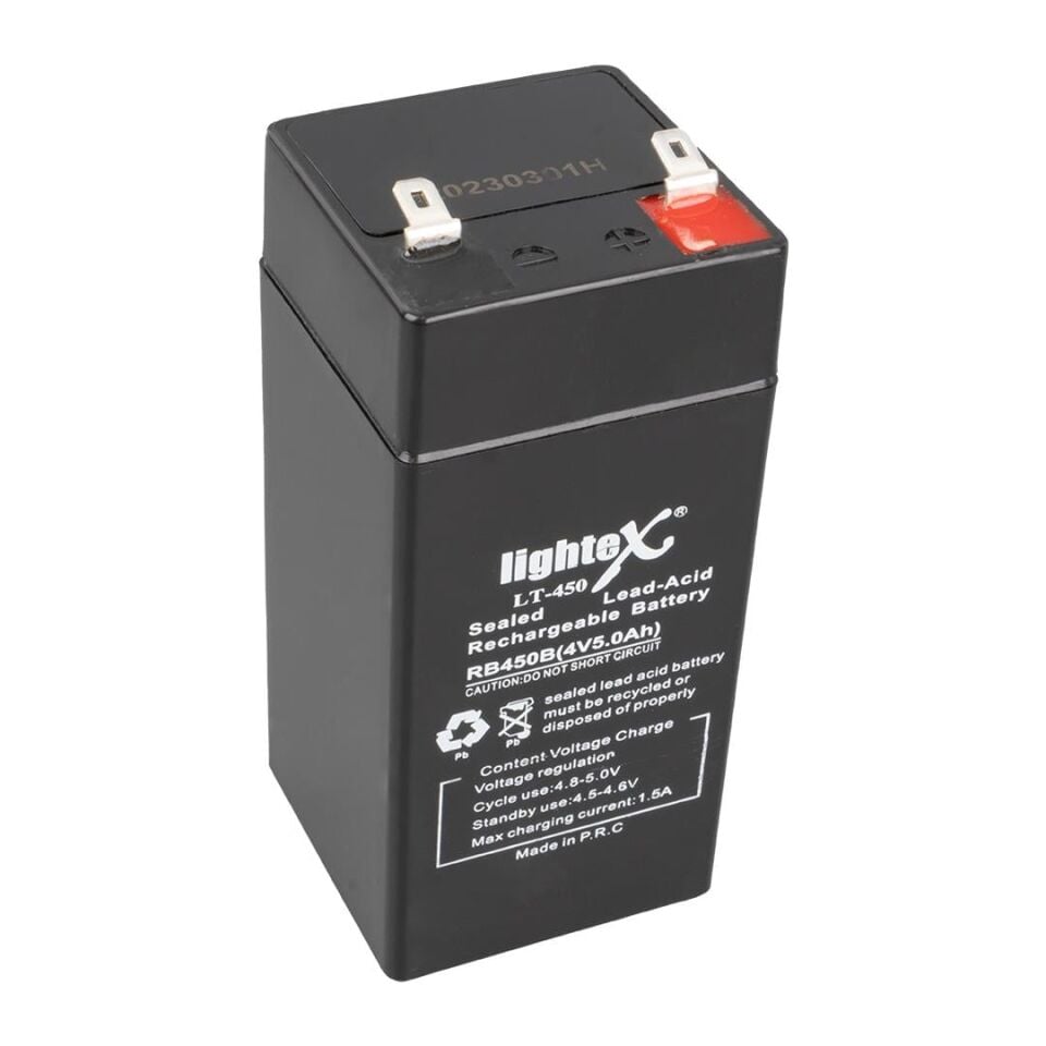 Lightex Lt-450 4 Volt 5 Amper Kuru Akü Işıldak Aküsü 4V 5A Boyut  4,7x4,7x10 Cm