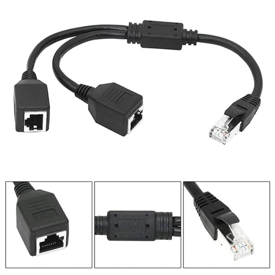 Ayt Powermaster PM-25434 Erkek RJ45 TO 2 x Dişi Ethernet Çoklayıcı Splitter Dağıtıcı İnternet Soketi Çoğaltıcı