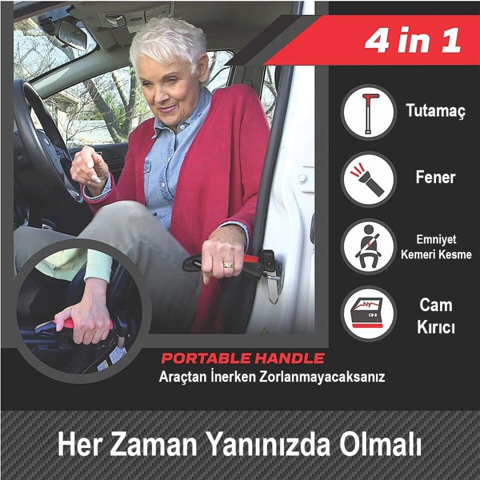 Ayt Sunup Araç İniş Destek Kolu Cam Kırıcı Fener Emniyet Kemeri Kesici Çok Fonksiyonlu Oto Tavan Yükselme Yardım Çekici