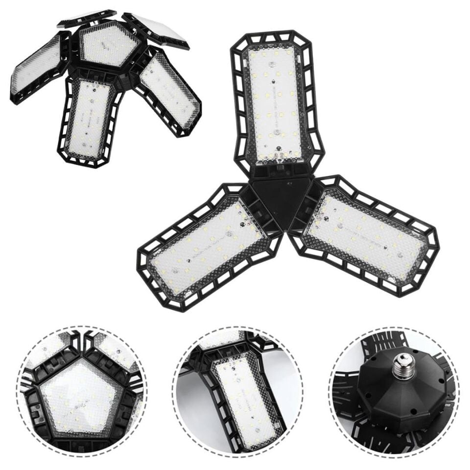 Ayt Ledx Ayarlanabilir Açılı 3 Kanatlı 72 Smd Ledli Galaxy Projektör Işığı 40W 4400 Lumen E27 Duy Ampul 32Cm