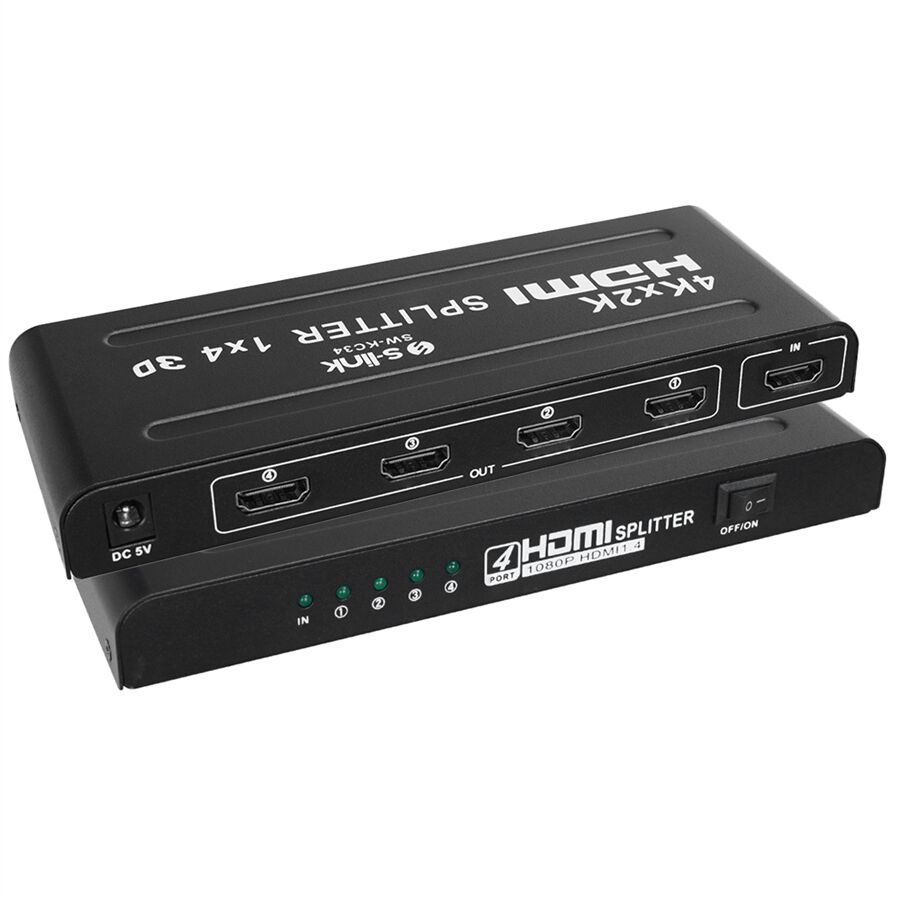 S-Link SW-KC34 4 Port 4Kx2k HDMI Görüntü Çoğaltıcı Splitter Full HD 3D Destekli