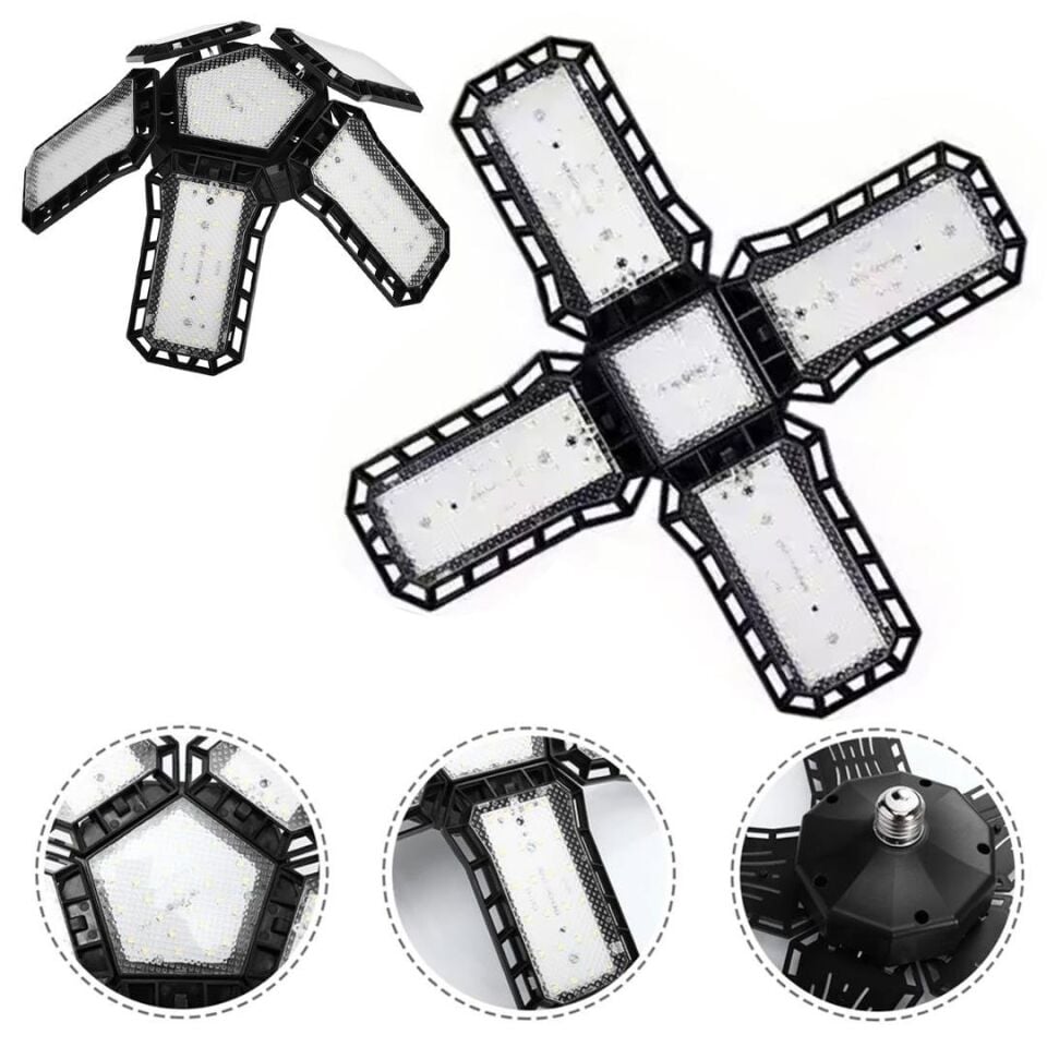 Ledx Ayarlanabilir Açılı 4 Kanatlı 108 Smd Ledli Galaxy Projektör Işığı 50W 5500 Lumen E27 32Cm Çap