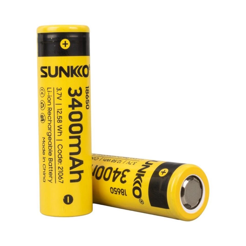 Sunkko 3.7 Volt 3400 Mah 18650 Şarj Edilebilir Pil 1 Adet Lityum İon Şarjlı Pil 18x65mm