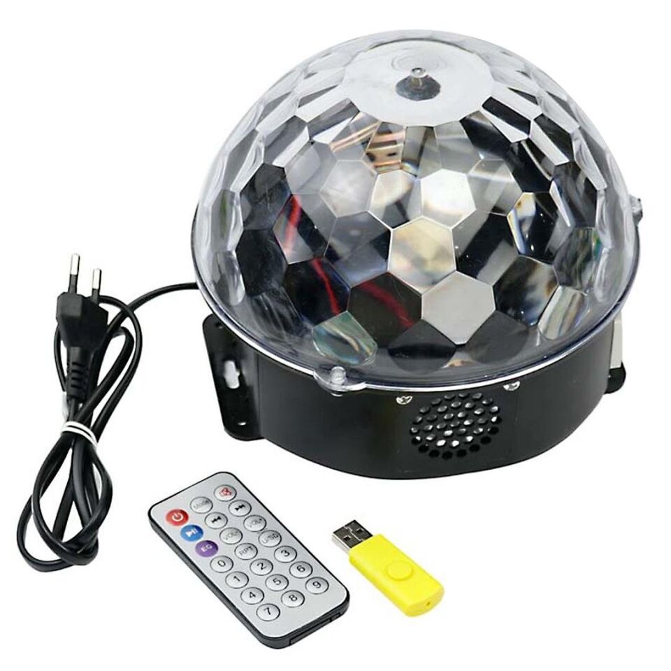 Ayt Ledx GM-0803B Sihirli Led Dönen Disko Topu Hoparlör Kablosuz USB Mp3 Bluetooth Kumandalı 360 Derece Gece Lambası