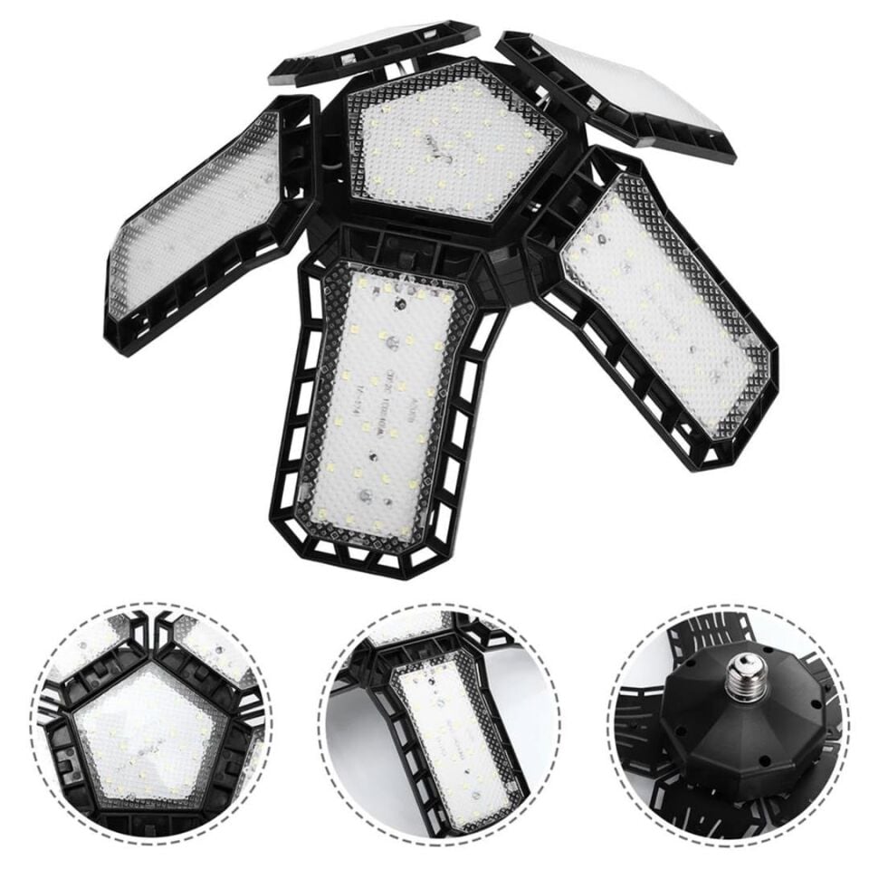 Ayt Ledx Ayarlanabilir Açılı 5 Kanatlı 148 Smd Ledli Galaxy Projektör Işığı 60W 6600 Lumen E27 Duy Ampul 32Cm Çap