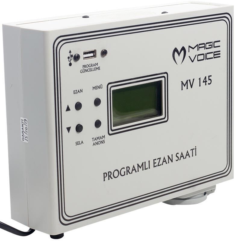 Ayt Magicvoice MV-145 3 Hocalı Programlı Duvar Tipi Ezan Saati Cami İçin Otomatik Ezan Sela Okuma Cihazı