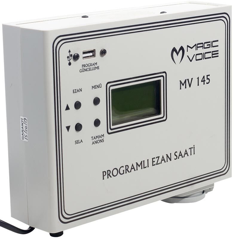 Ayt Magicvoice MV-145 3 Hocalı Programlı Duvar Tipi Ezan Saati Cami İçin Otomatik Ezan Sela Okuma Cihazı