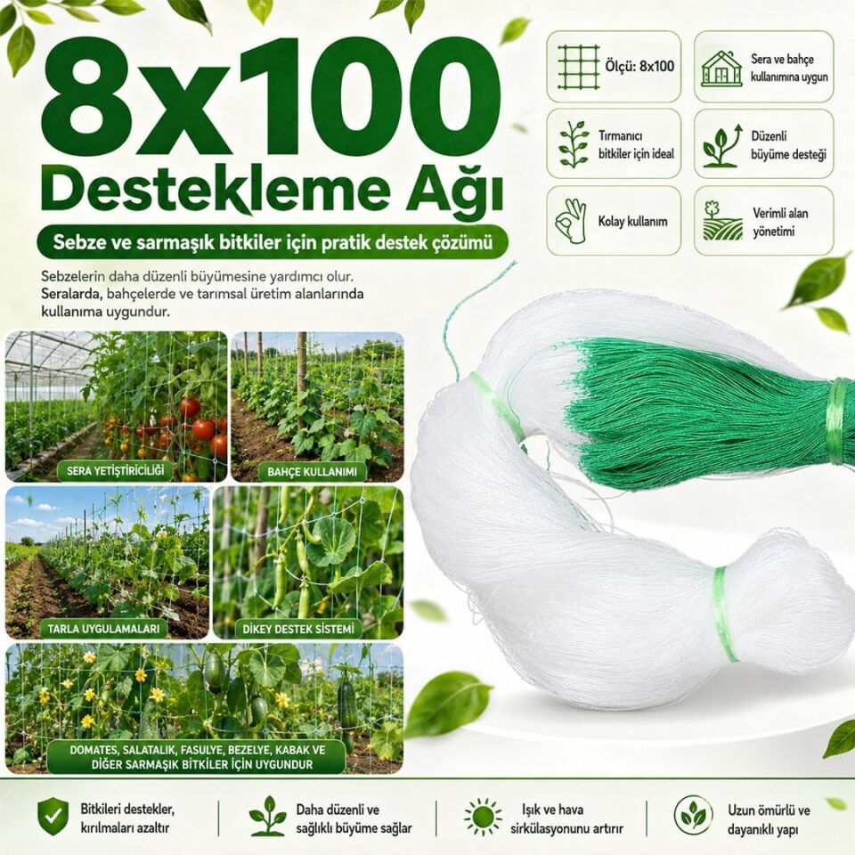 Sunup SN-38884 Bitki Tırmanma Ağı 8X100m Bağ Bahçe Ekim İpi