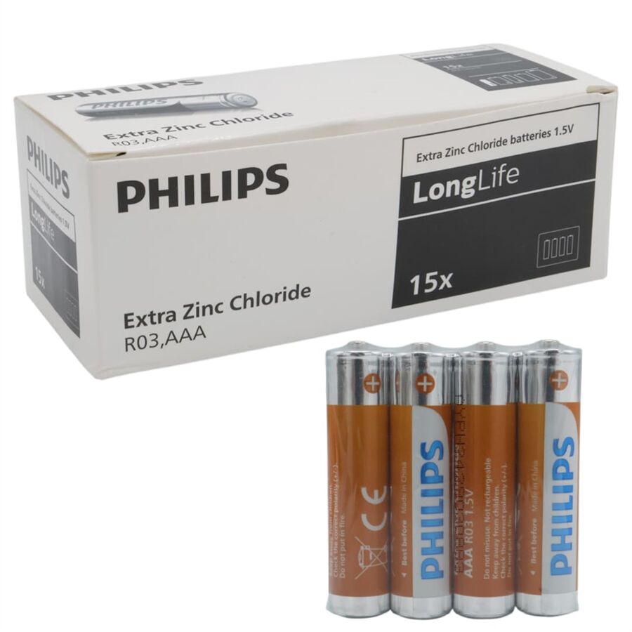 Philips Longlife Extra Zinc-Carbon İnce Kumanda Kalem Pili AAA (60'Lı Paket)