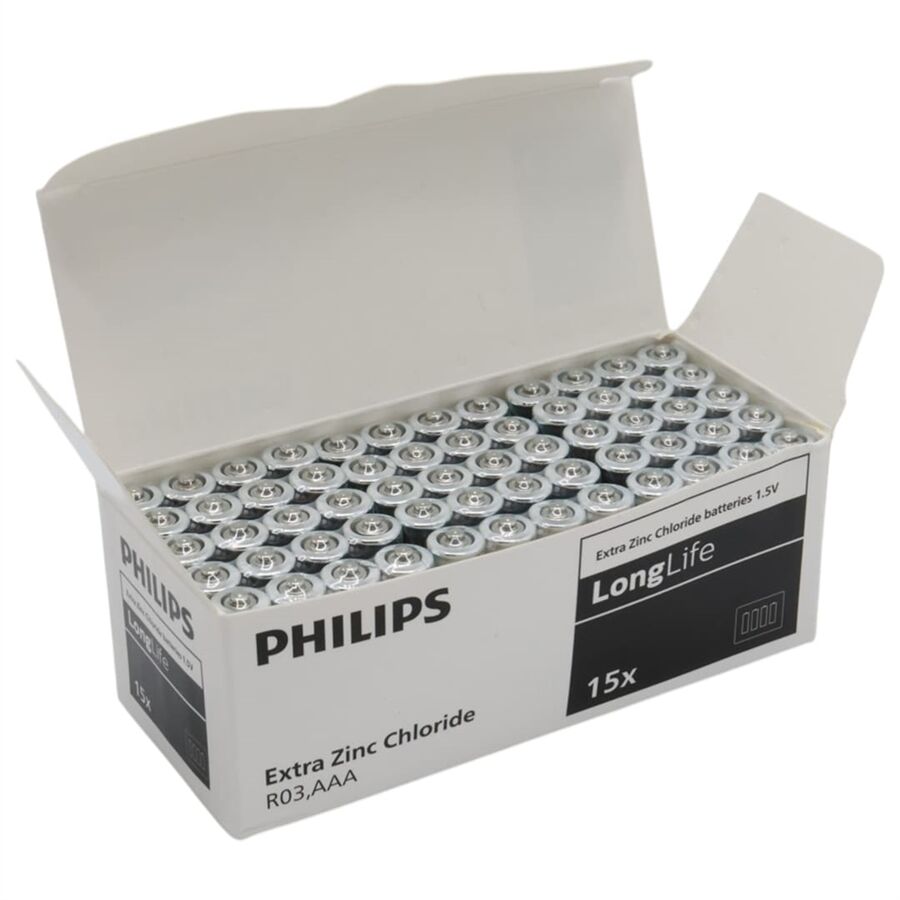 Philips Longlife Extra Zinc-Carbon İnce Kumanda Kalem Pili AAA (60'Lı Paket)