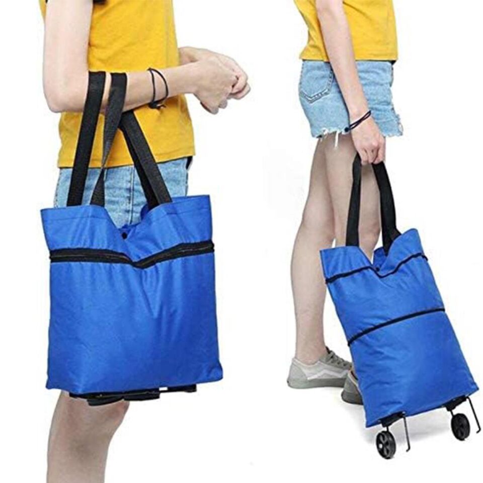 Ayt Sunup Tekerlekli Katlanabilir Pratik Pazar Çantası Tekerlekli Taşıma Çantası