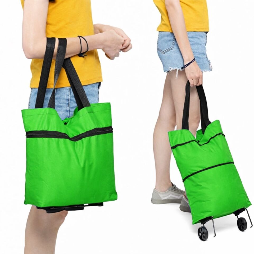 Ayt Sunup Tekerlekli Katlanabilir Pratik Pazar Çantası Tekerlekli Taşıma Çantası