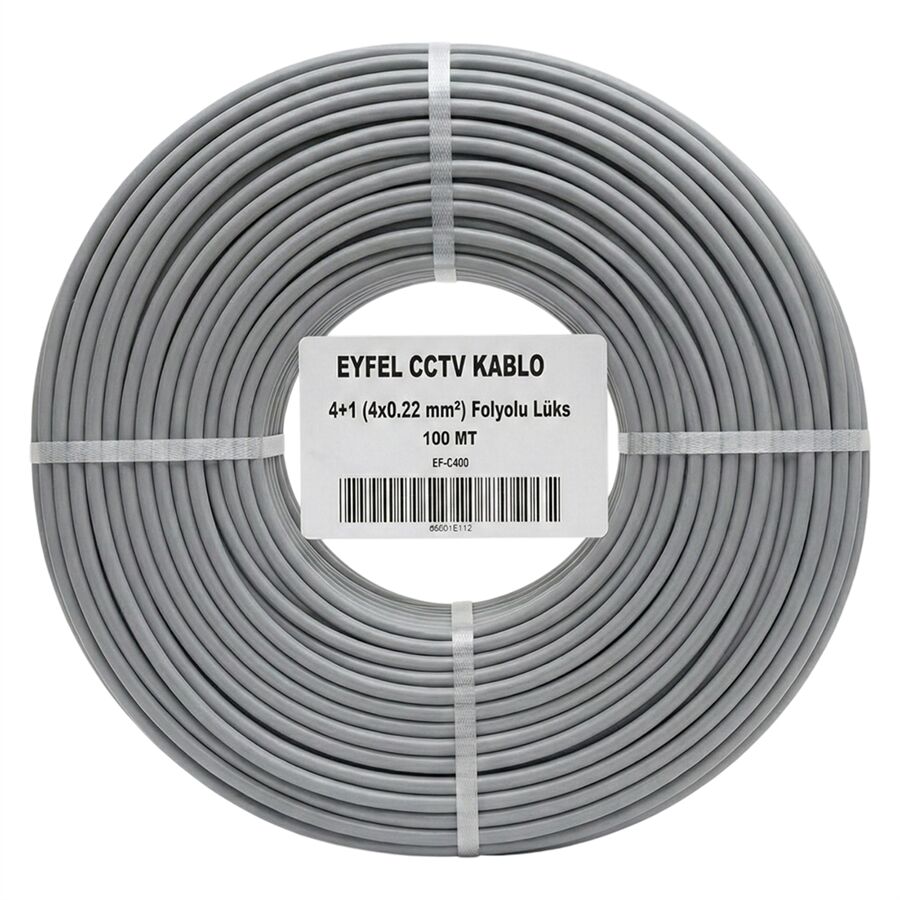 Eyfel EF-C400 2X0.22Mm Folyolu 100 Metre CCTV Kamera Kablosu