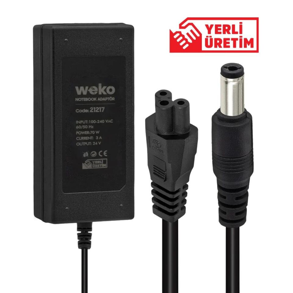 Ayt Weko 24 Volt 3 Amper 70 Watt Notebook Adaptör 5.5 2.5 Uçlu