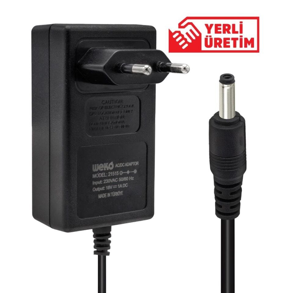 Ayt Weko 18 Volt 1 Amper 3.5 1.35 Uçlu Yerli Üretim Priz Tipi Adaptör