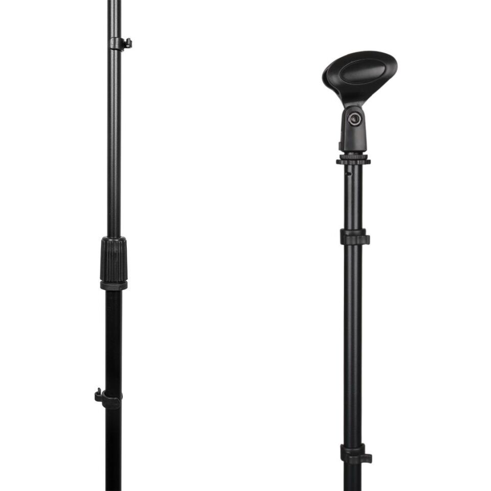 Ayt Magicvoice MV-19495 90Cm 180Cm İkili Mikrofon Sehpası Tutacağı Dökme Taban Ayarlanabilir Boydan Mikrofon Tutucu