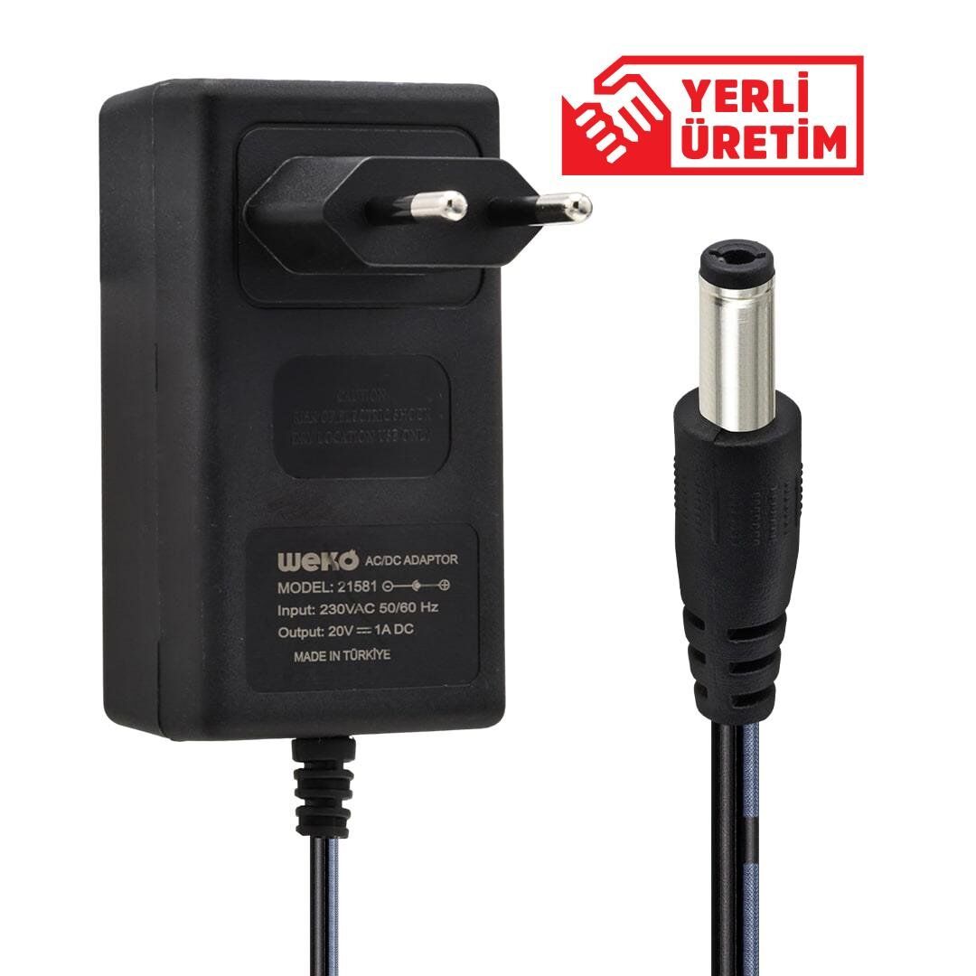 Ayt Weko 20 Volt 1 Amper 5.5 2.5 Uçlu Yerli Üretim Priz Tipi Adaptör