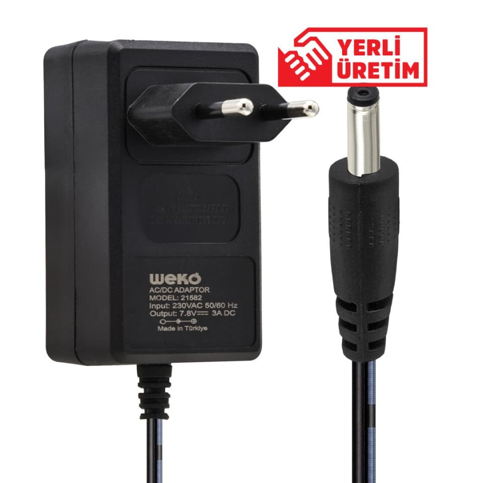 Ayt Weko 7.8 Volt 3 Amper 3.5 1.35 Uçlu Yerli Üretim Ac Plastik Yazar Kasa Adaptörü