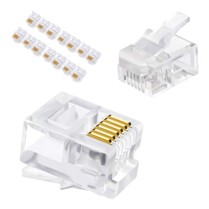 Ayt Telefon Soketi 6P 6C 100 Lük Paket Telefon Kablosu Jack Ucu Soketi