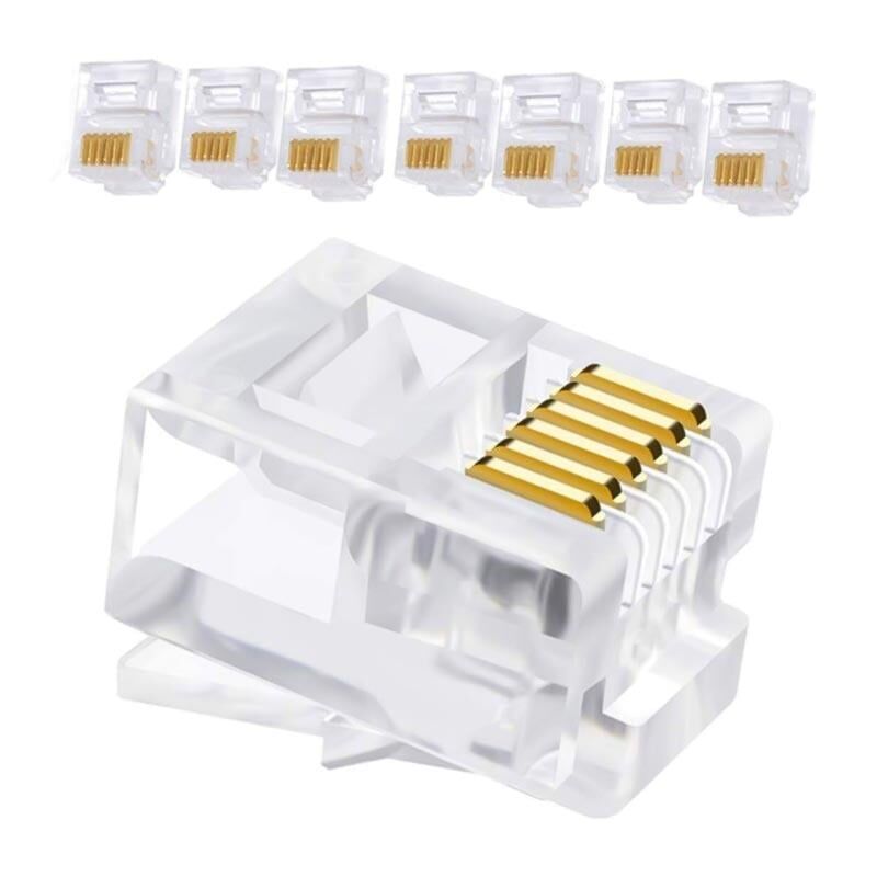 Ayt Telefon Soketi 6P 6C 100 Lük Paket Telefon Kablosu Jack Ucu Soketi