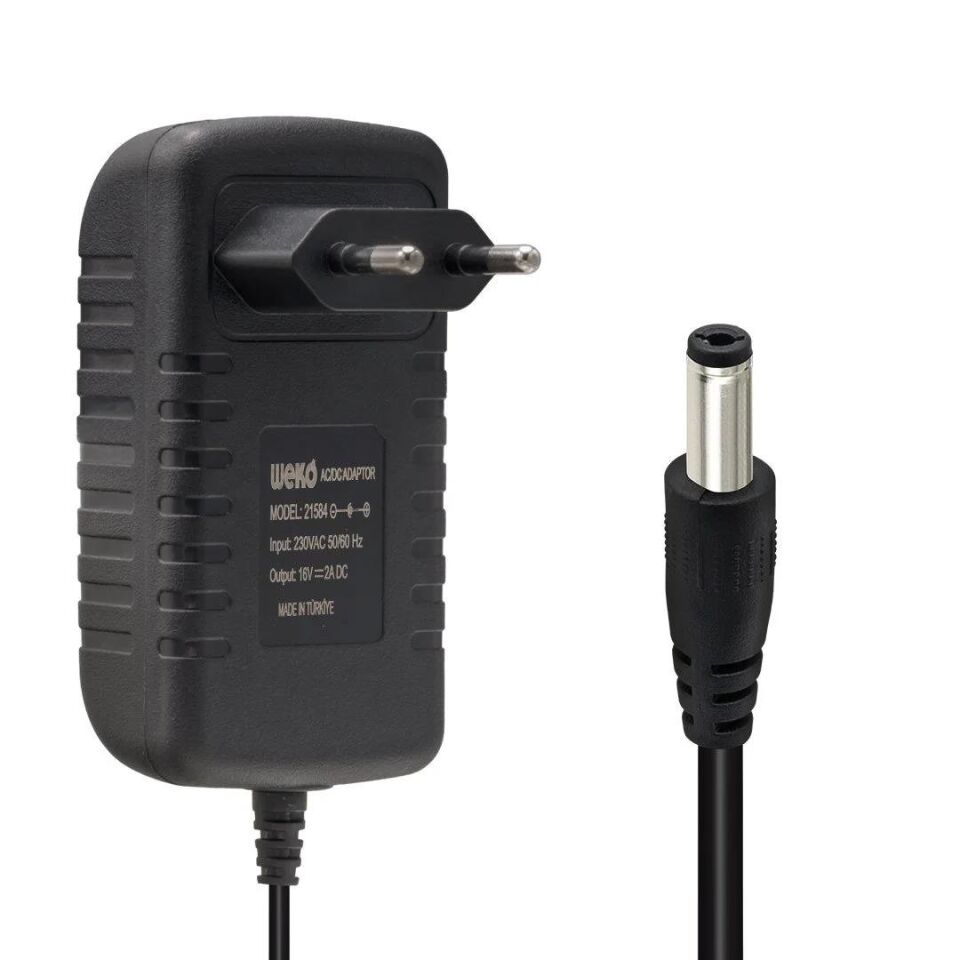 Ayt Weko 16 Volt - 2 Amper 5.5 2.5 Uçlu Yerli Üretim Power Jacklı Santral Adaptörü