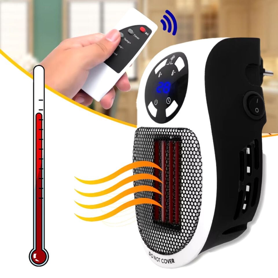 Ayt Powermaster PM-20327 500 Watt Priz Tipi Uzaktan Kumandalı Taşınabilir Isıtıcı Zamanlayıcı Otomatik Kapanma