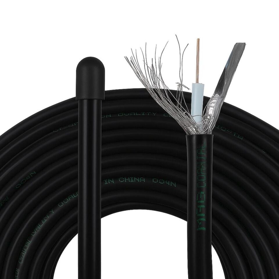 Ayt Mag Rg6 U6 Bakır Cu Cu 80 Tel Siyah Anten Kablosu 100 Metre Uydu Kablo