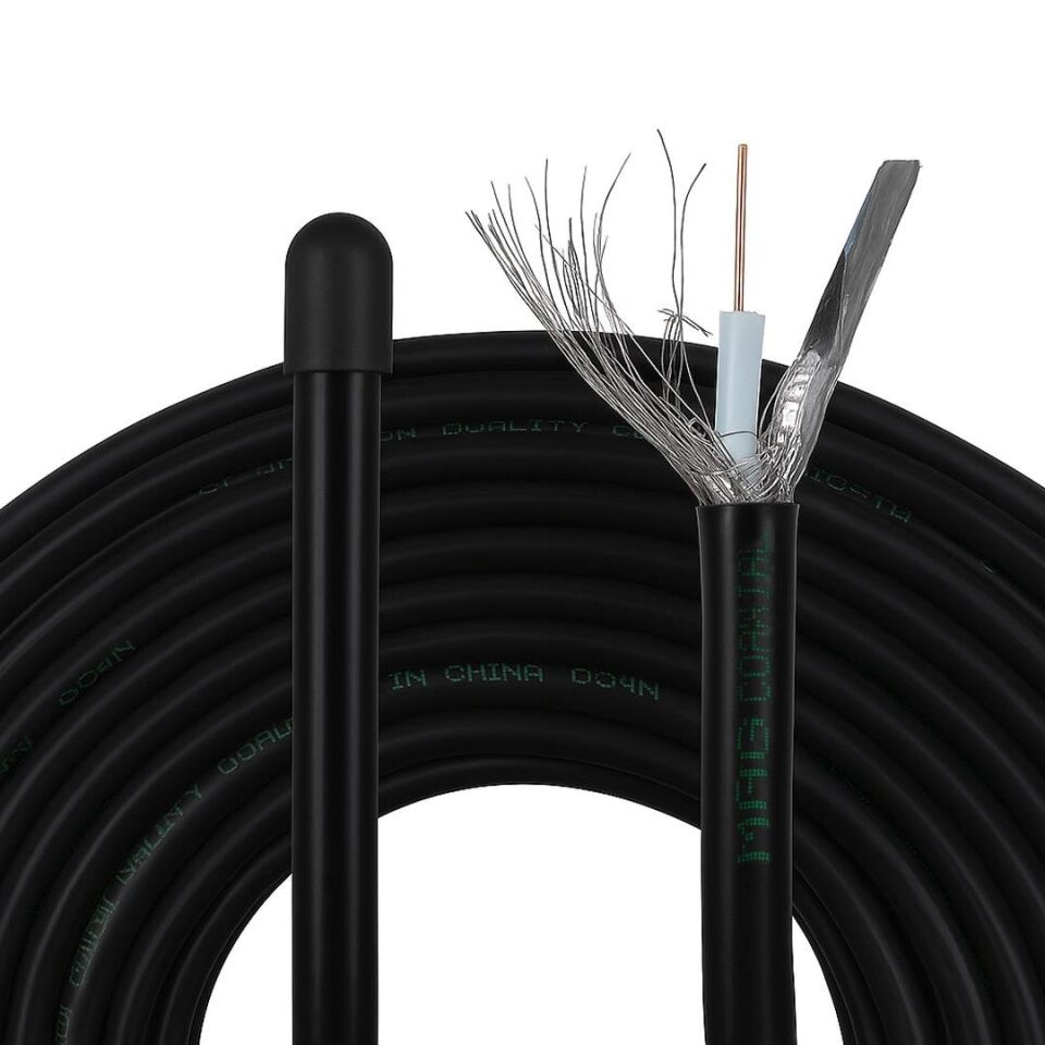 Ayt Mag Rg6 U6 Bakır Cu Cu 80 Tel Siyah Anten Kablosu 100 Metre Uydu Kablo