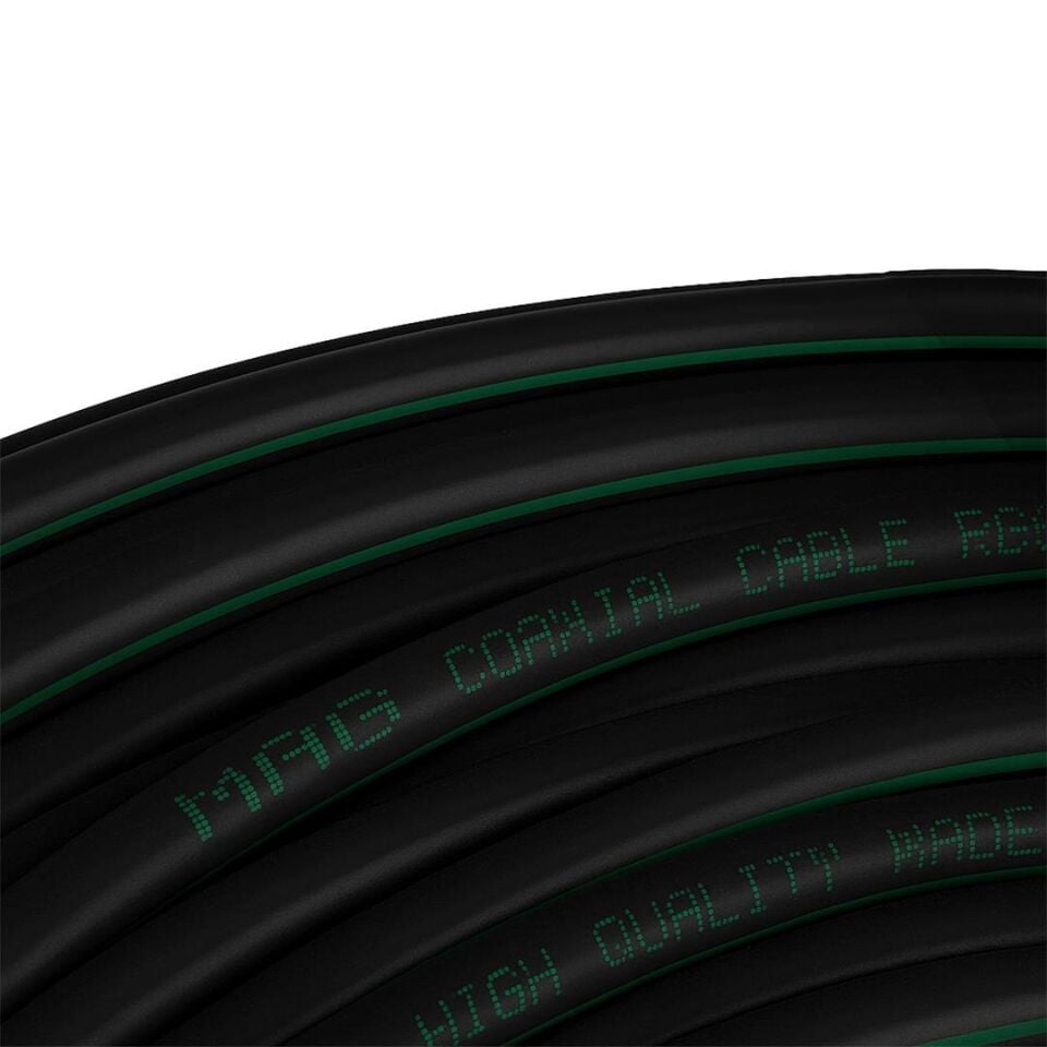 Ayt Mag Rg6 U6 Bakır Cu Cu 80 Tel Siyah Anten Kablosu 100 Metre Uydu Kablo