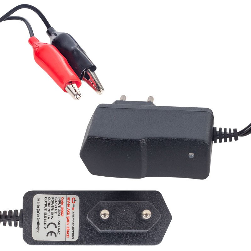 Ayt Powermaster Pm-13902 12V-1A Akü Şarj Cihazı Adaptörü 12 Volt 1 Amper Akü Şarj Aleti