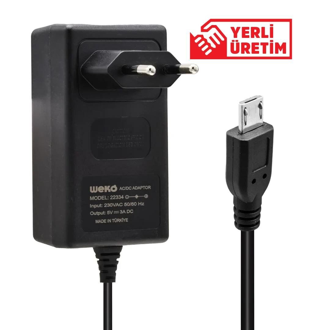 Ayt Weko 5 Volt 3 Amper Micro Usb Uçlu Yerli Üretim Priz Tipi Adaptör