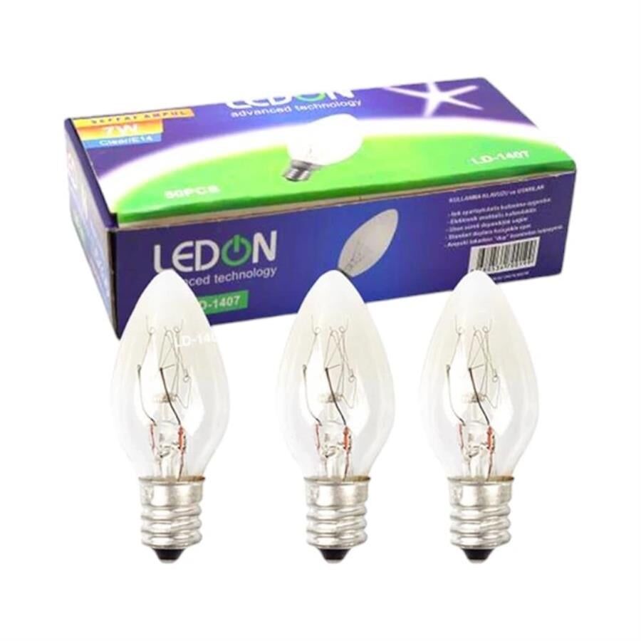 LEDON LD-1407 PARFÜM AMPUL ŞEFFAF 7W TEK E14 DUY (50LİK KUTU)