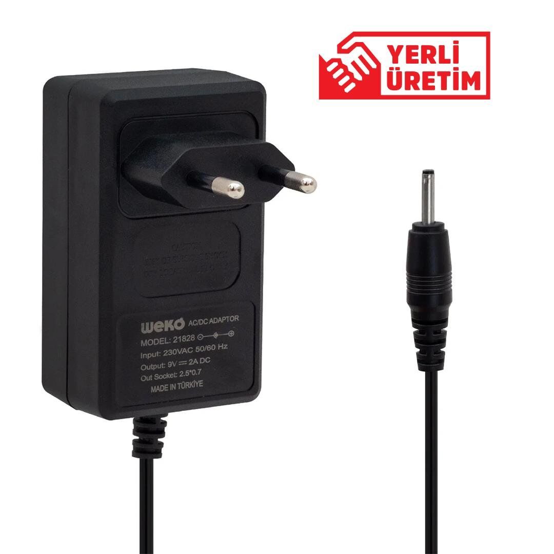 Weko 9 Volt 2 Amper İnce 2.5 0.7 Uç Yerli Üretim Tablet Pc Adaptörü