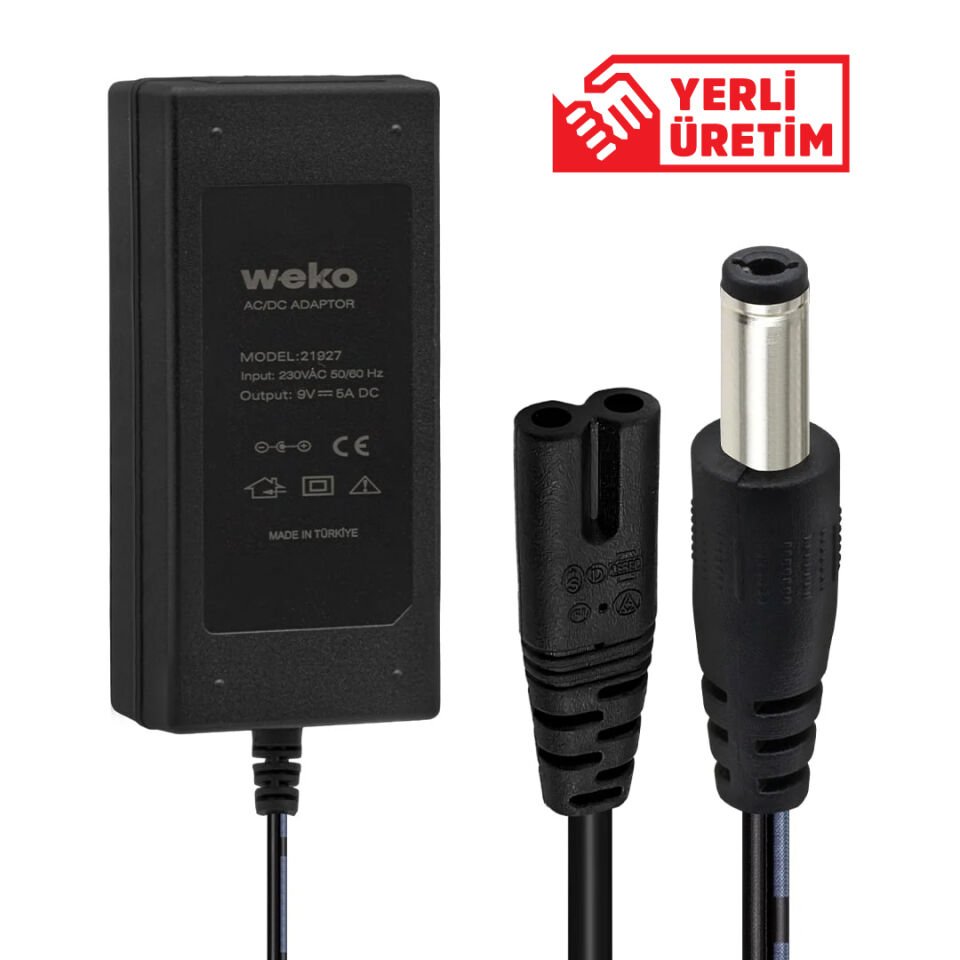 Weko 9 Volt 5 Amper 5.5 2.5 Uçlu Yerli Üretim Yazar Kasa Pos Cihazı Makinası Adaptörü