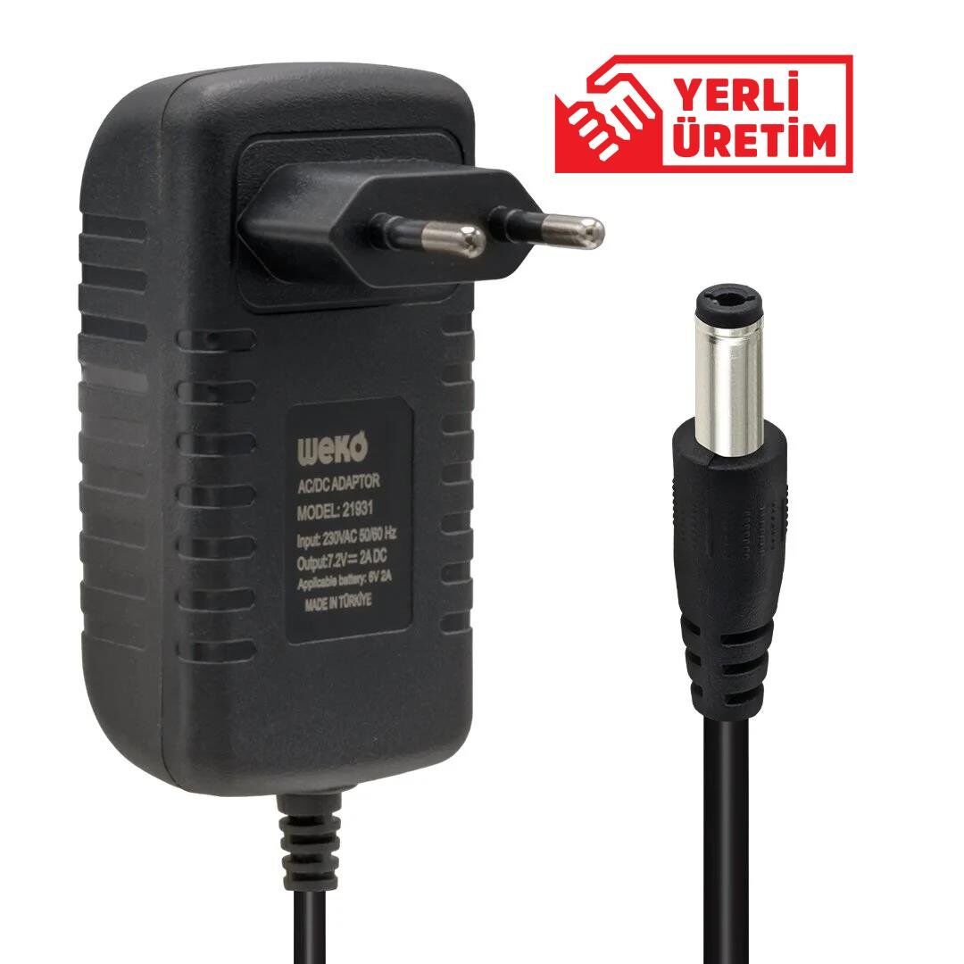 Ayt 7.2 Volt 2 Amper 5.5 2.5 Uçlu Ledli Yerli Üretim Adaptör Şarj Cihazı Aleti