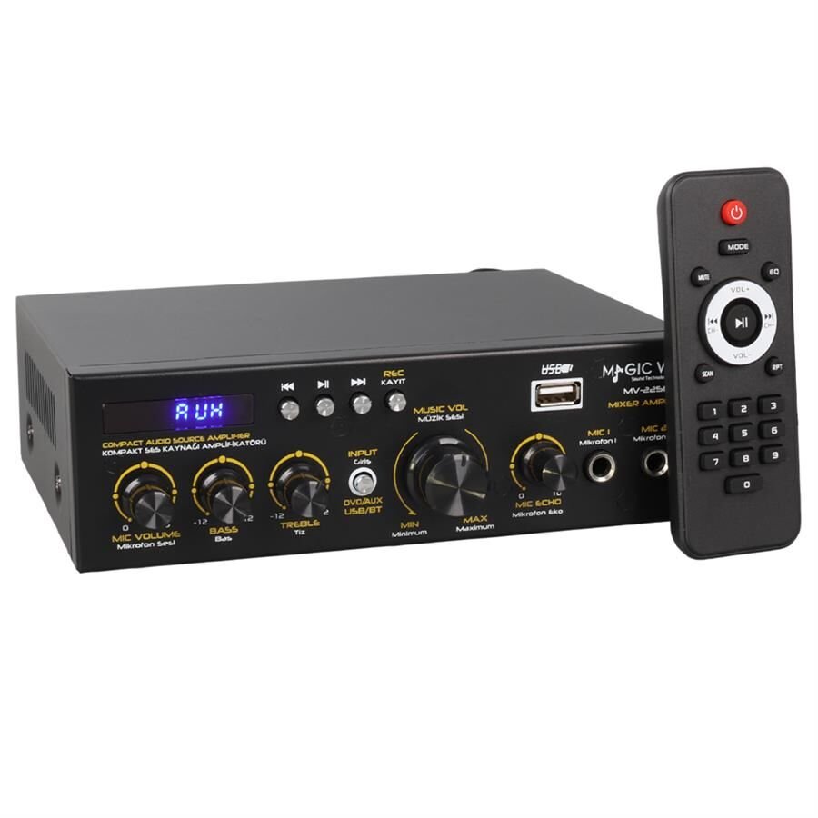 Magicvoice Mv-22560 2x20 Watt 4-8 Ohm Usb Sd Kart Girişli Amfi Bluetooth Mikrofon Girişli Trafosuz Mini Anfi Amplifikatör