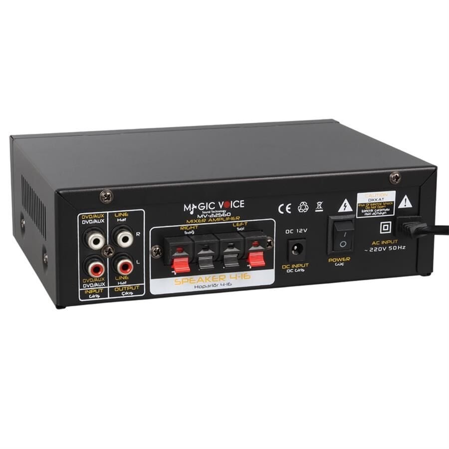 Magicvoice Mv-22560 2x20 Watt 4-8 Ohm Usb Sd Kart Girişli Amfi Bluetooth Mikrofon Girişli Trafosuz Mini Anfi Amplifikatör