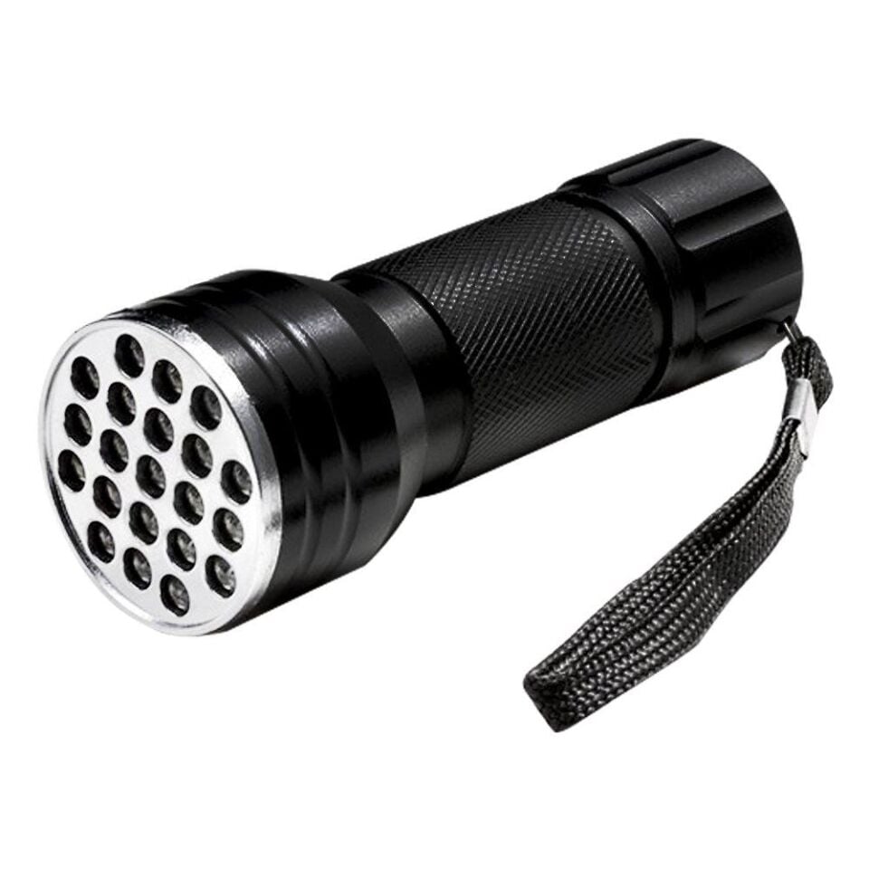 Ayt Powermaster Pm-6351 Uv Ultra Viyole Işıklı 21 Ledli 10 Cm Metal Pilli El Feneri Ultra Viole Para Kontrol Fener
